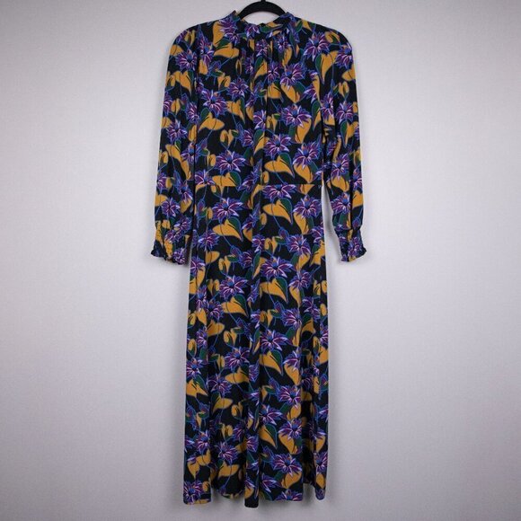 Adrianna Papell Leafy Hearts mock neck midi dress-8 - Picture 1 of 6
